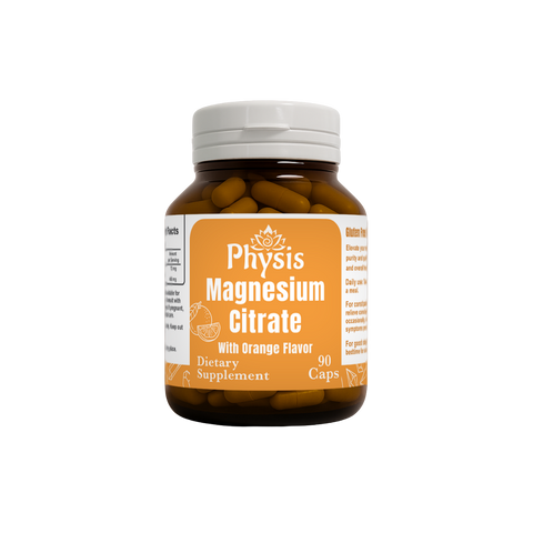 Supplement bottle labeled 'Physis Magnesium Citrate' on a white background