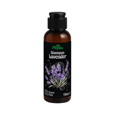 Bottle of Physinis Lavender Shampoo on a white background