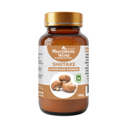 Bottle of Macrobiotic World Shiitake Superfood Powder on a white background