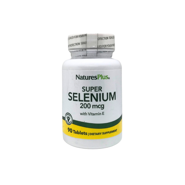 NaturesPlus Super Selenium supplement bottle on a white background