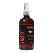 Bottle of Symbiosis Colloidal Iron on a white background