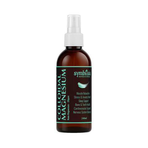 Symbiosis Colloidal Magnesium bottle on a white background