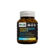 Supplement bottle labeled 'Magnesium Taurate' by Symbiosis on a white background