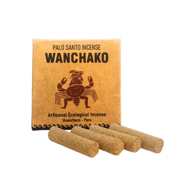 Palo Santo Incense Wanchako with packaging on a white background