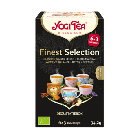 Yogi Tea Finest Selection packaging on a white background