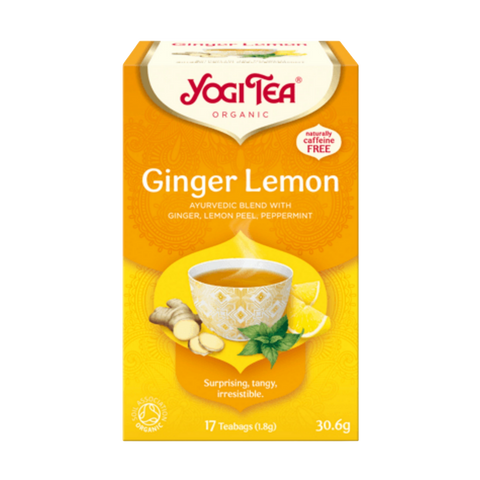 Yogi Tea Ginger Lemon tea box on a white background