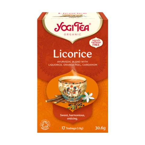 Yogi Tea Licorice tea box on a white background
