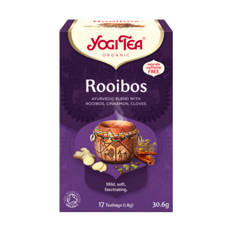 Yogi Tea Rooibos packaging on a white background