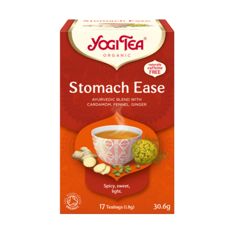 Yogi Tea Stomach Ease packaging on a white background