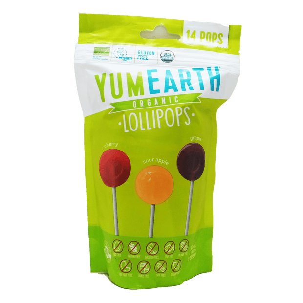 YUMEARTH l Organic Lolipops - Cherry, Sour apple, Grape