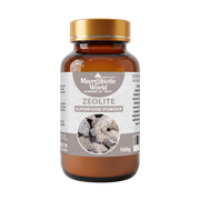 Bottle of Macrobiotic World Zeolite Superfood Powder on a white background