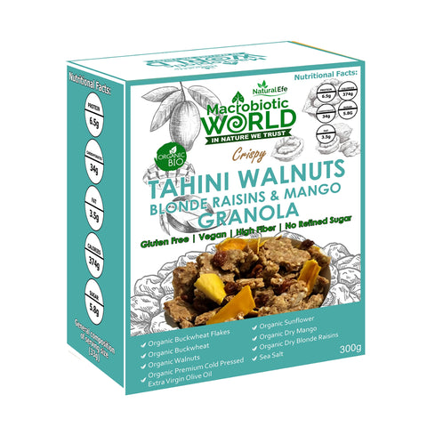 Organic/BIO / GRANOLA / Tahini Walnuts Blonde Raisins & Mango Granola 300g