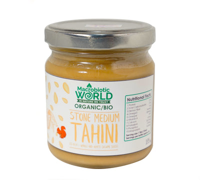 Organic / Bio Stone Medium Tahini - Whole & White Sesame Seeds